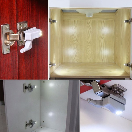 Automatyczna Lampka LED do szafki szafy na zawias drzwiczki - biała ciepła
