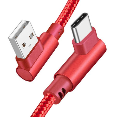 Przewód USB - USB type-C - kątowy - RED 100cm 